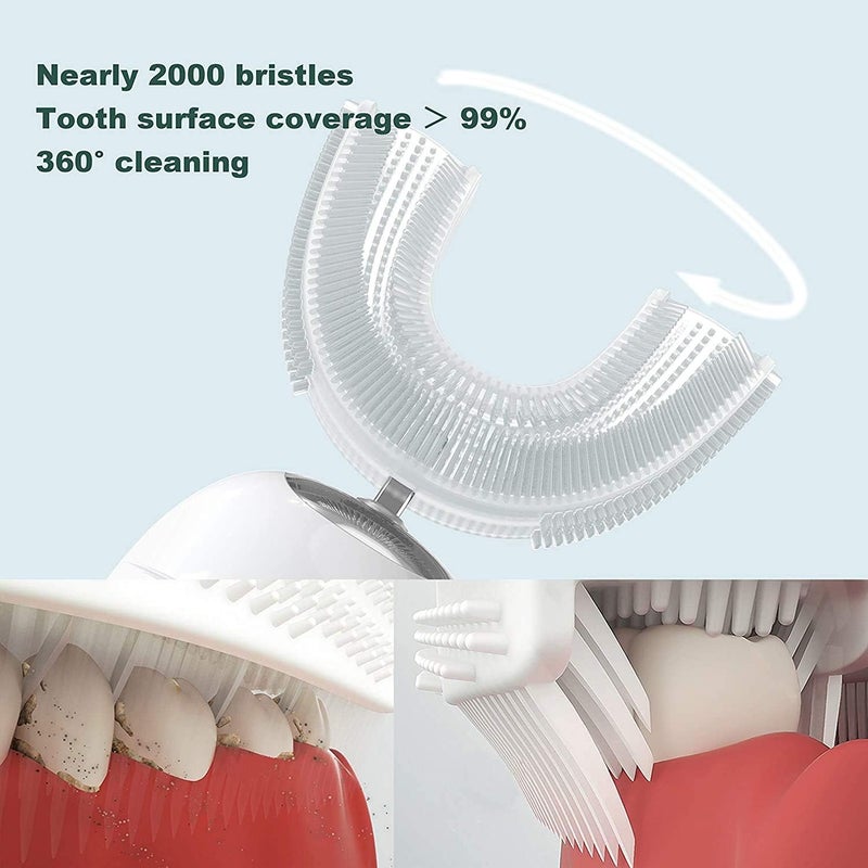 Sunartec 360° U-Shaped Toothbrush, Electric Toothbrushes for Adults, Multiple Brush Heads Options, Blue Light Whitening, IPX7 Waterproof, 360° Cleaning Suitable for People with Limited Mobility - Image 4
